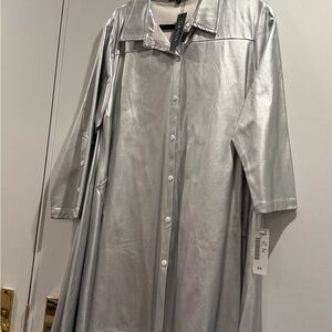 Gracia Metallic Silver Hi/Low Unlined Coat